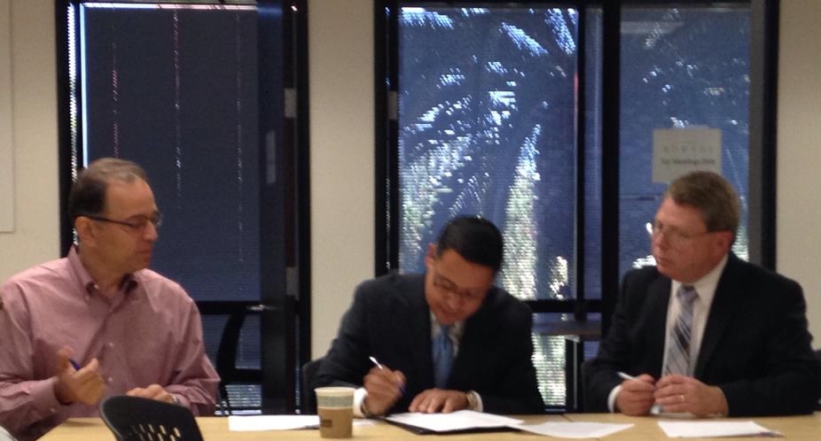 Adalberto Quijada, Director of SBA Santa Ana District Office signs Strategic Alliance Memorandum with Amir Banifatemi, Managing Partner K5 Launch and Christopher Lynch, President of CiViC 180.